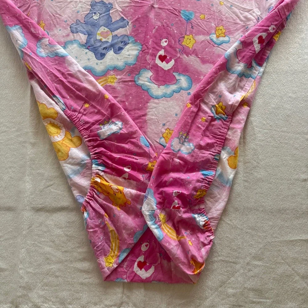 3pc Vintage Care Bears Twin Sheets 2 Flat 1 Fitted Pink Franco Rainbow